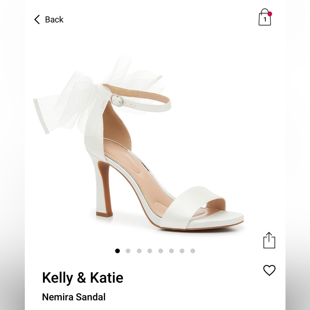 White heels with bow on back size 8